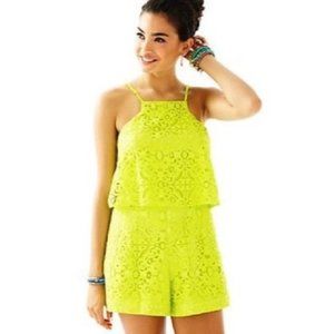 NWT Lilly Pulitzer Celyn Lace Romper Lime Ricky